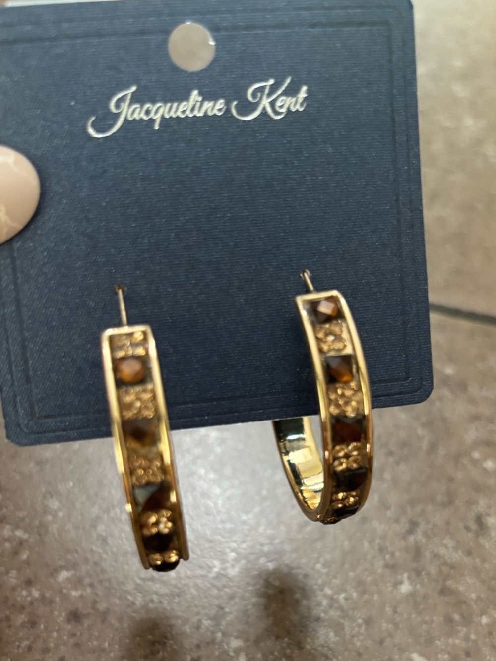 Jacqueline Kent Gold-Tone Hoop Earrings with Brown Accents